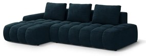 Кадифен сгъваем/с място за съхранение ъглов диван в петролен цвят (ляв ъгъл) Linz – Cosmopolitan Design