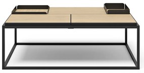 Масичка за кафе с дъбов плот в черен и естествен цвят 75x120 cm Douro - TemaHome