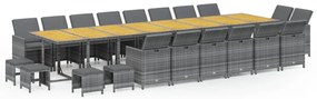 3095688 vidaXL Градински комплект с възглавници 21 части сив полиратан