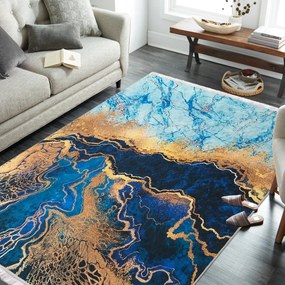 Син противоплъзгащ килим с абстрактен десен Ширина: 160 см | Дължина: 220 см