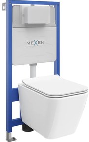 Mexen стенов подтиков WC стелаж Fenix Slim с мивка WC Cube и бавно падатна седалка, бял гланц - 61030924000