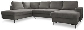 Сив разтегателен ъглов диван от рипсено кадифе (ляв ъгъл) Lofty Lilly – Miuform