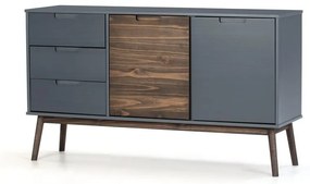 Антрацитен/тъмнокафяв нисък боров скрин 140x80 cm Nussa - Marckeric