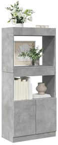855109 vidaXL Висок шкаф, бетонно сив, 63x33x140 см, инженерно дърво