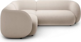 Бежов кадифен ъглов диван (ляв ъгъл/L форма) Kate – Micadoni