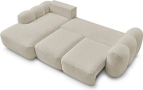 Бежов сгъваем/с място за съхранение ъглов диван от прежда с примки от букле (ляв ъгъл) Montaigne – Bobochic Paris