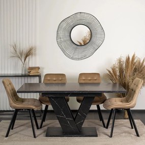 Сгъваема маса за хранене CLARK - черен мрамор, 120-160 cm