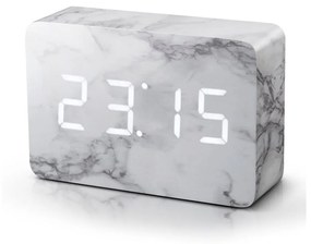 Сив будилник в мраморен декор с бял LED дисплей Часовник Brick Click - Gingko
