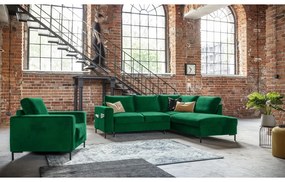 Тъмнозелен кадифен разтегателен ъглов диван (десен ъгъл) Lofty Lilly – Miuform