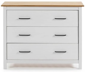 Бял нисък скрин от масивен бор 100x80 cm Miranda – Marckeric