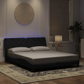 3213863 vidaXL Рамка за легло с LED осветление без матрак, черна, 160x200 см, кадифе