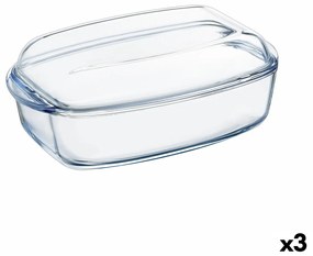 Поднос за сервиране Pyrex Classic С капак 4,5 L 38 x 22 x 11 cm Прозрачен Cтъкло (3 броя)