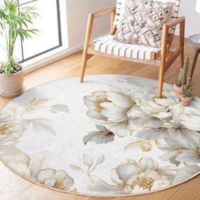 Светлосиво-бежов кръгъл килим подходящ за пране ø 120 cm Soft and Gentle – Mila Home