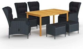 3067844 vidaXL Градински трапезен комплект, 7 части, тъмносив