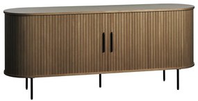 Кафяв скрин от дъбов декор с плъзгащи се врати 180x76x45 cm Nola – Unique Furniture