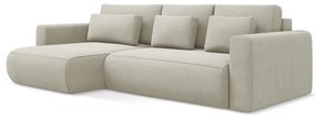 Бежов разтегателен ъглов диван с място за съхранение (ляв ъгъл) Kapua – Makamii