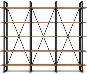 Рафт от черен/естествен дъб 218x180 cm Aviva - Marckeric