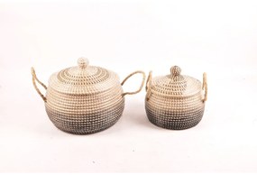 Игра на Кошници DKD Home Decor Естествен Сив Морска трева (41 x 41 x 36 cm) (2 pcs)