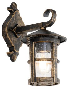 Класически външен стенен фенер антично злато IP44 - Herb