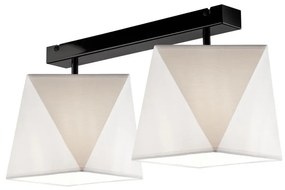 Бяла лампа за таван с текстилен абажур 30x52 cm Carla - LAMKUR