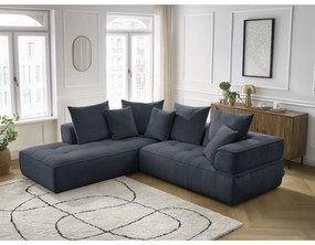 Тъмносин шенилов ъглов диван (ляв ъгъл/L форма) Whesley – Bobochic Paris