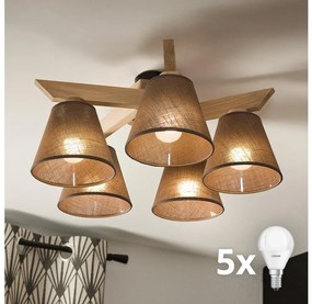 Brilagi - LED Полилей за повърхностен монтаж ANTHONY 5xE14/40W/230V дъб/кафяв