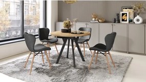 АЛМО Дъб Артисан/черни крака - КРЪГЛА РАЗТЕГАТЕЛНА МАСА С Y-ОБРАЗНИ КРАКА В ЛОФТ/ИНДУСТРИАЛЕН СТИЛ ЗА ХОЛ ИЛИ ТРАПЕЗАРИЯ