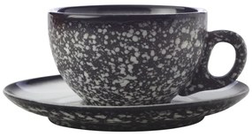 Черна керамична чаша с чинийка Caviar Granite, 250 ml - Maxwell &amp; Williams