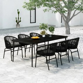 3099243 vidaXL Градински трапезен комплект, 7 части, черен