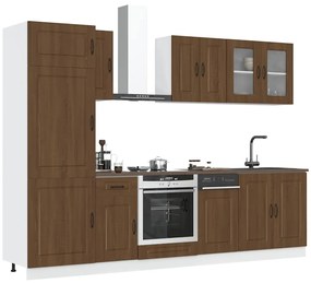 3314798 vidaXL Комплект кухненски шкафове от 8 части "Kalmar" от кафяв дъб, инженерно дърво