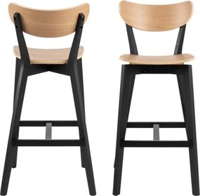 РОКСИ Естествен дъб/черна рамка - ДЪРВЕН ХОКЕР БАР СТОЛ ЗА КУХНЯ ХОЛ РЕСТОРАНТ РЕТРО