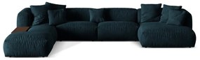 Тъмносин кадифен модулен ъглов диван (ляв ъгъл/U форма) Martina – Micadoni