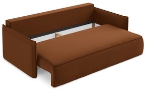 Теракотен кадифен разтегателен диван с място за съхранение 225 cm Hula – Makamii