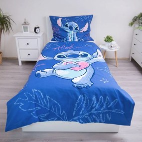 Синьо единично памучно детско спално бельо 140x200 cm Lilo &amp; Stitch "Aloha" – Jerry Fabrics