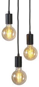 Интелигентен индустриален висящ аплик черен с WiFi G95 3-светлина - Facil