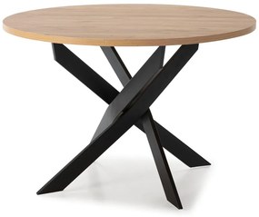 Кръгла маса за хранене с дъбов плот 120x120 cm Ther - Marckeric