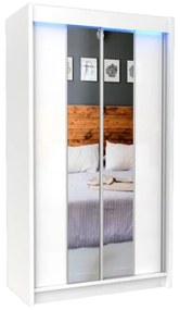 Шкаф с плъзгащи врати и огледало TOMASO, 120x216x61, бяло
