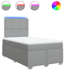 3292748 vidaXL Боксспринг легло с матрак, светлосиво, 120x200 см, плат