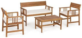 Градински комплект от за отдих от масивна акация в тъмно естествен цвят за 4 Noemi – Bizzotto