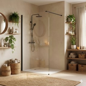 Параван за душ Rea Flexi Transparent / Black 70