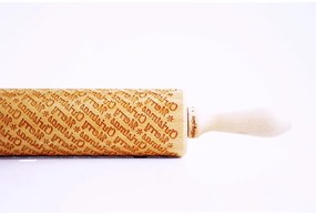 Дървен коледен релефен валяк за тесто с Merry Christmas - Valek