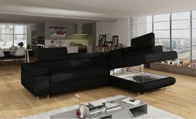 Черен разтегателен ъглов диван с място за съхранение (десен ъгъл L форма) Anton – ELTAP