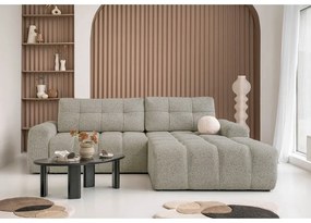 Светлокафяв разтегателен модулен ъглов диван с място за съхранение (десен ъгъл) Lulu – Miuform