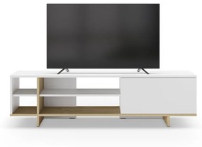 Бяла маса за телевизор от дъб 160x44 cm Cequoia - Marckeric