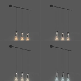 Модерна релсова система с 3 черни висящи лампи 1-фазов - Magnetic Vance