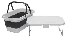 Сгъваема къмпинг кошница за пикник с капак 2в1 бял/сив