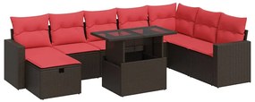 3327844 vidaXL Градински комплект диван с възглавници 9 части кафяв полиратан