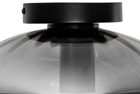 Таванна лампа в стил Арт Деко черна с опушено стъкло - Ayesha