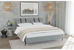 Светлосиво двойно тапицирано легло с включена подматрачна рамка 140x200 cm Tulsa – Ropez