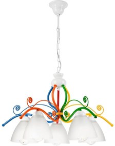 Пендел RETRO 5xE27/60W/230V бял/цветен